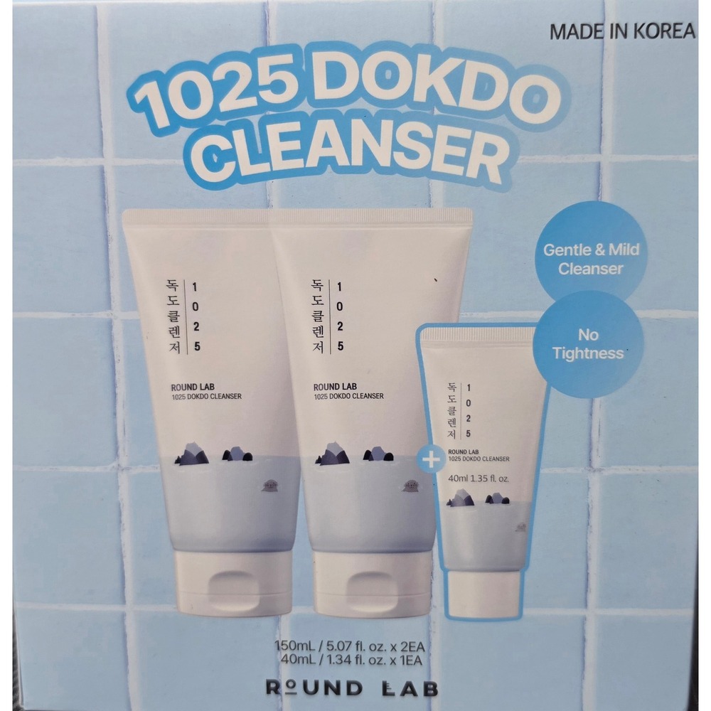 Round Lab 1025 Dokdo Cleanser 340ml  3-Piece Set K-Beauty Warehouse Club Size